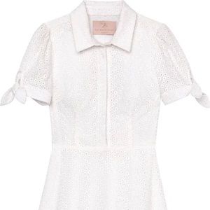 Gal Meets Glam Judith Puff Sleeve Cotton Eyelet Dress (Size 8)